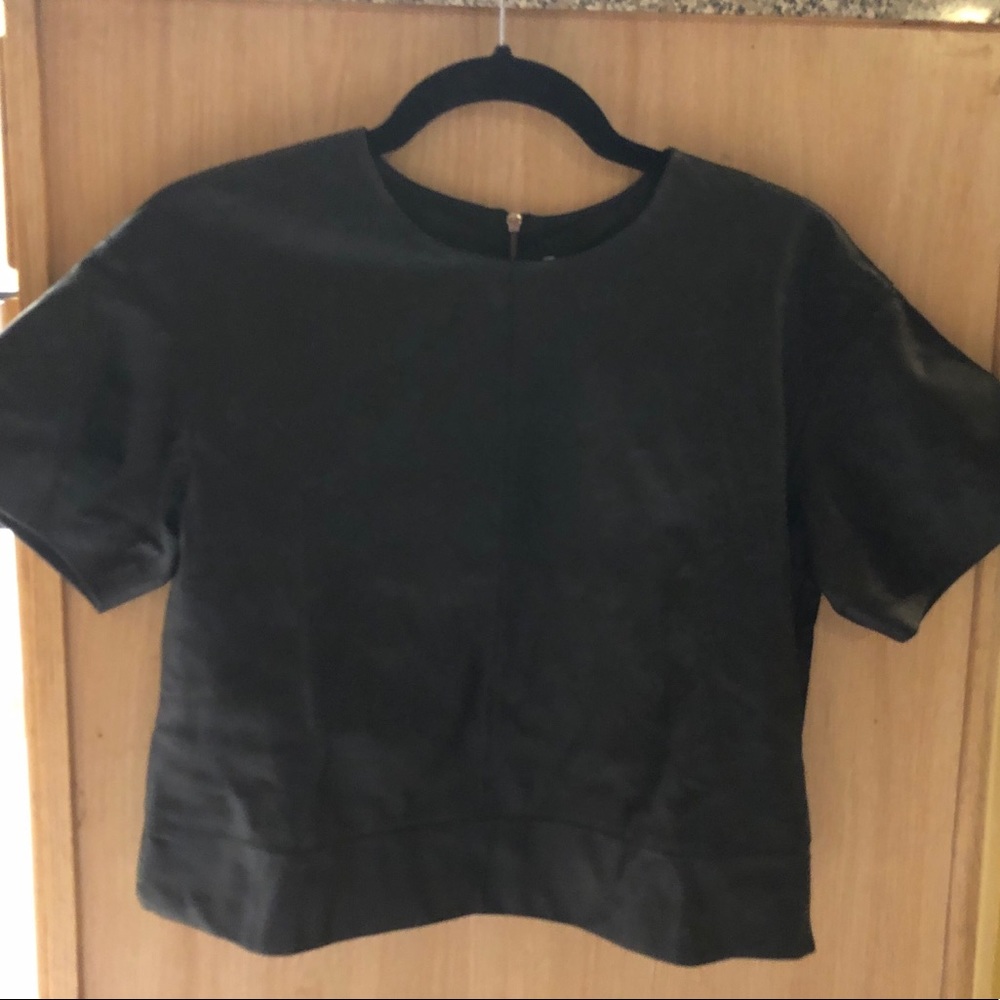 Alexander Wang Black Lambskin Leather Crop tip